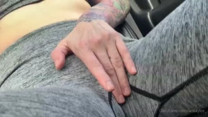 Flashing my tits in the car in the parking lot while starting to get part 3