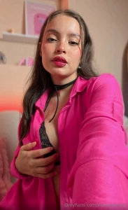 My look for my live stream earlier so pink of course i got naked too part 1