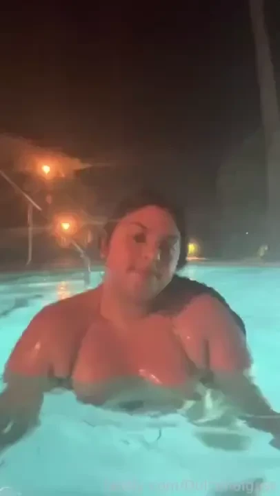 Late night hot tub swim with me public hottub boobs nipples pierced 
