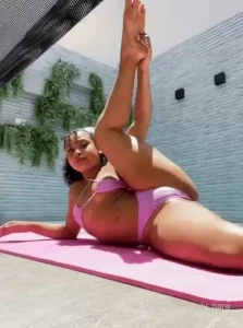 Loving this view of me in yoga with my legs spread wide how would you