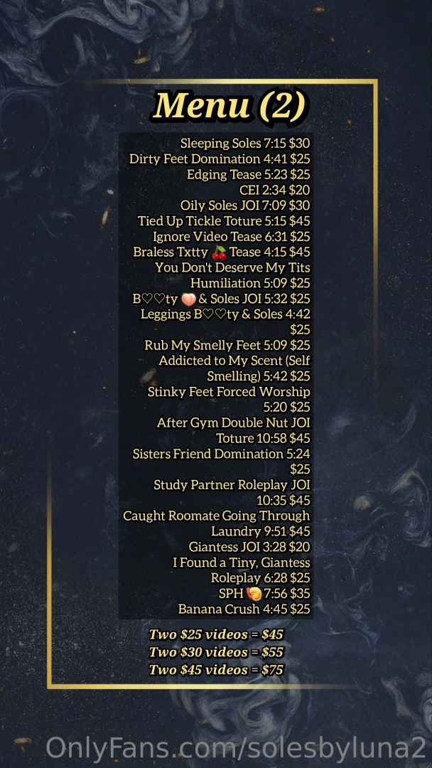 Happy to offer each of these premade vids - 5 off no limit just dm so part 1 