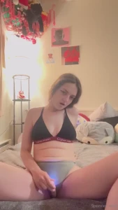 Vibrator on titties and pussy over panties