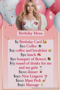 Tomorrow is my day here is a birthday menu for those who want to treat
