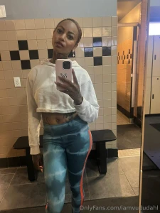 After yoga stretched glowing and very flexible