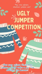 The ugly jumper competition i want to see bellies bulging out of the