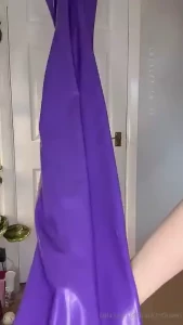 Watch me jump into my purple latex catsuit that i bought from libidex