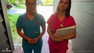 Two hot nurses cum over for a physical feat madison wilde me and my