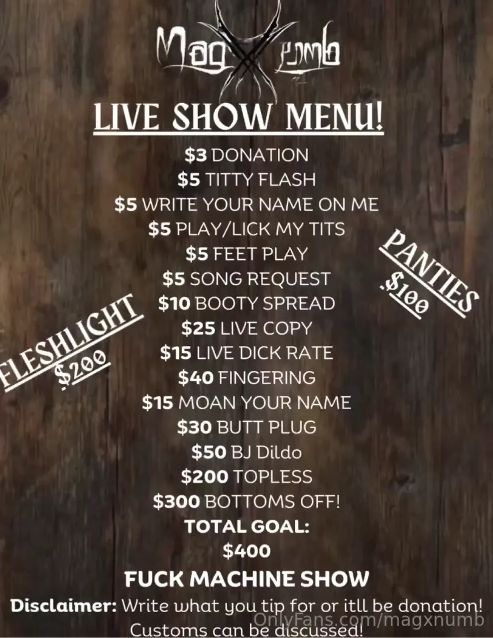 Tonights live menu see you soon part 1 