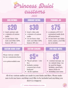 Customs are now open i ve added a few new things to my menu this year