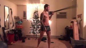 Playing with a big black stuck in my undies by the tree