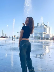 Would you run under those fountains in this heat