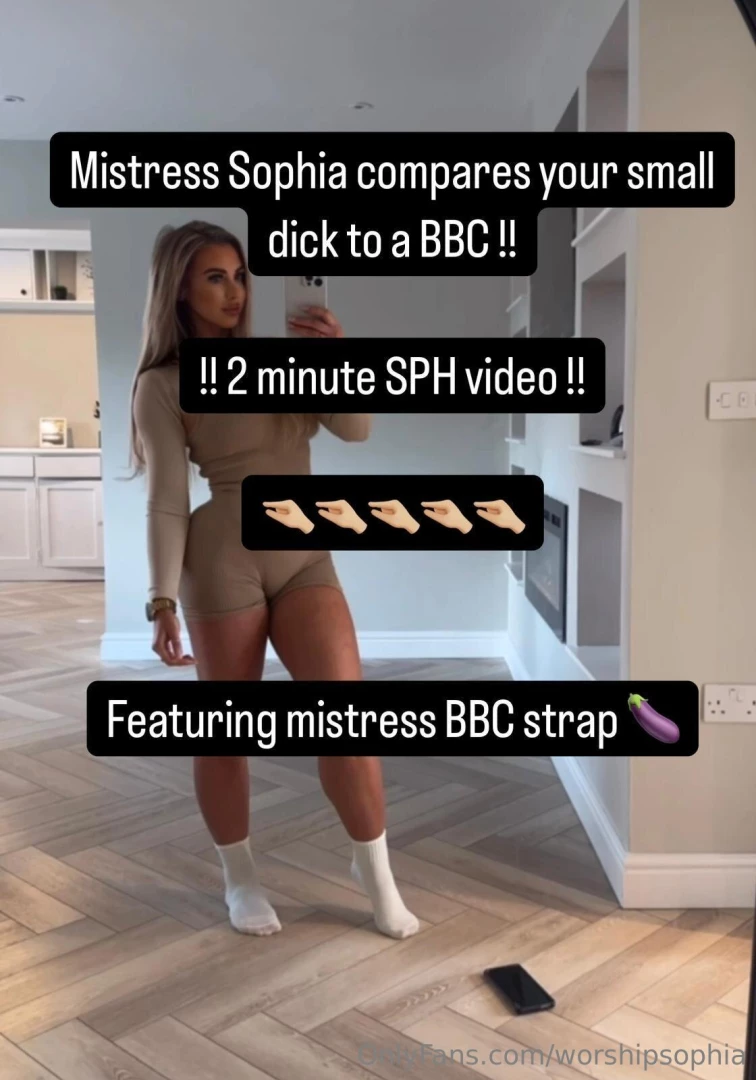 Mistress compares your tiny worthless cock to her bbc strap on in a 2 