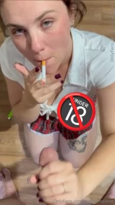 New smoking bj video in my slutty school outfit with delicious facial