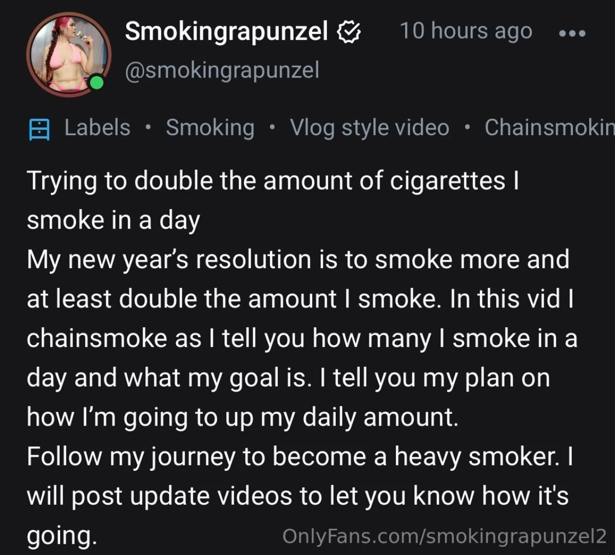My new year s resolution is to smoke more and double the amount i 