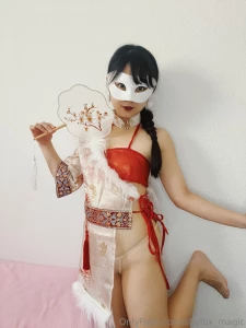 This blend of the sheer fabric with traditional patterns creates a