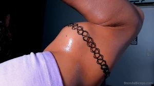 Closeup flexing video biceps bounce