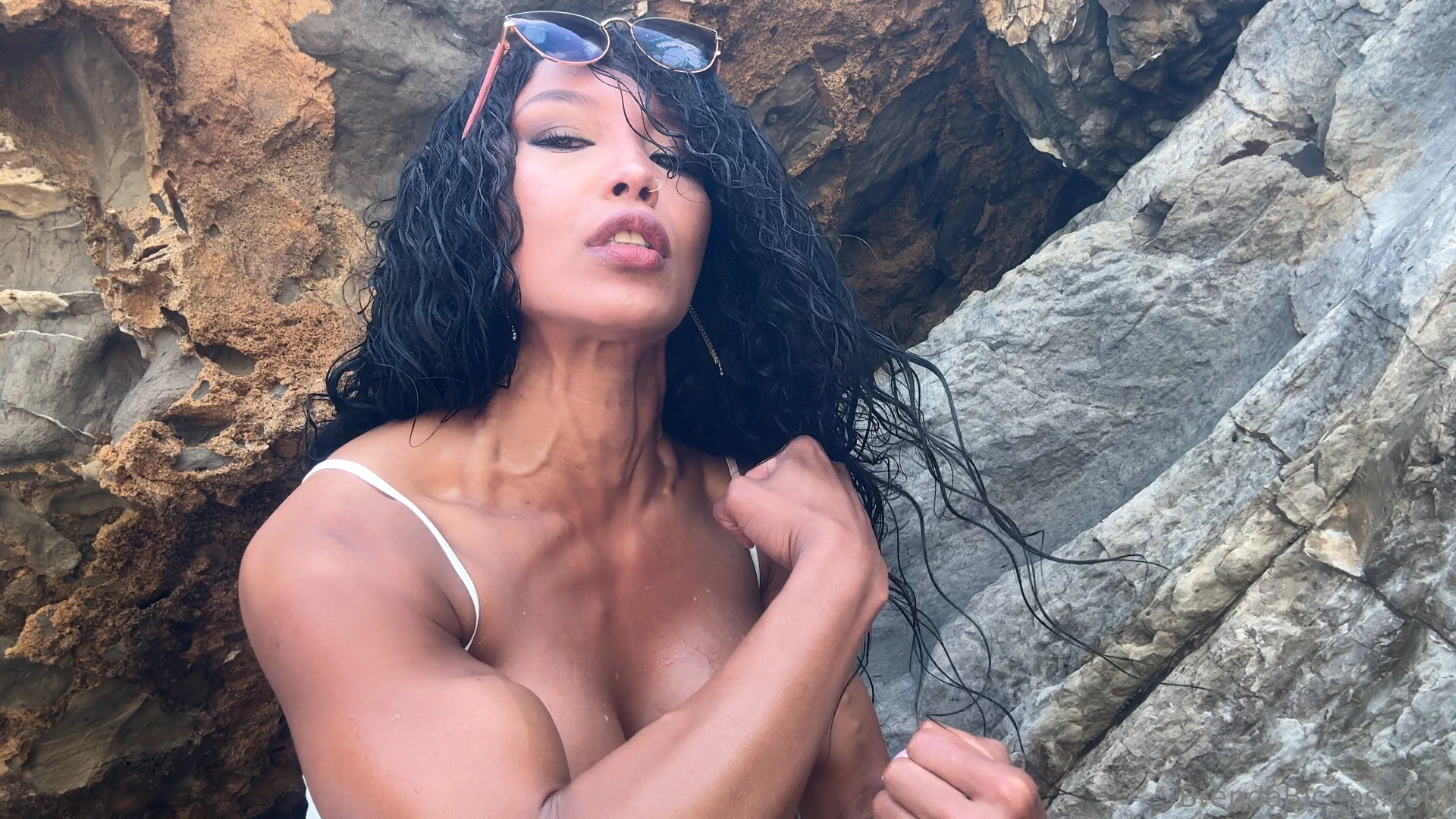 Topless beach flexing video part 1 