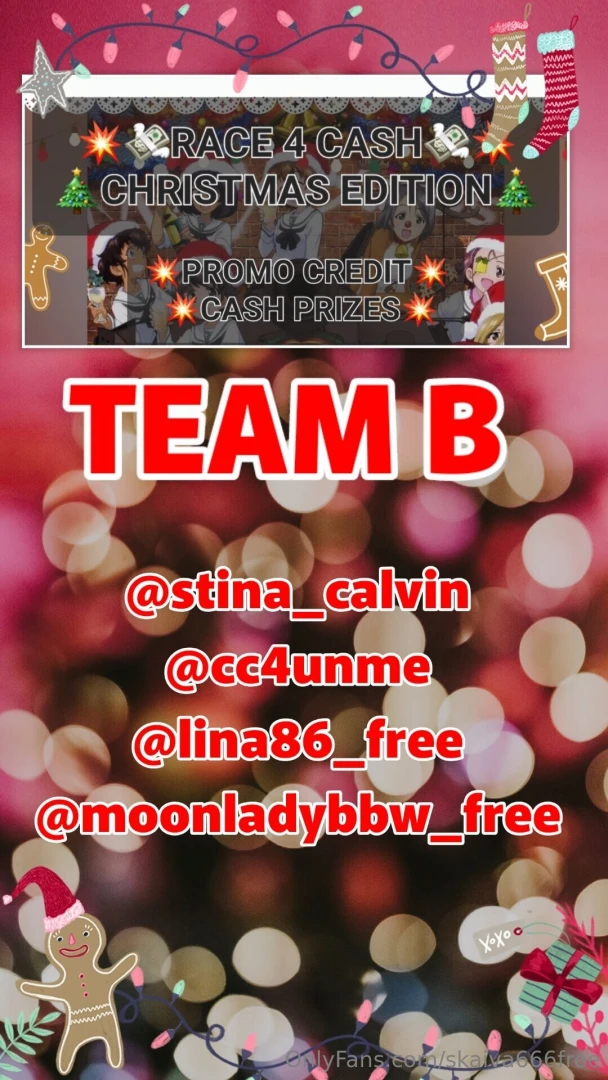 Race4cash christmas edition read below finals team b stina_calvin 