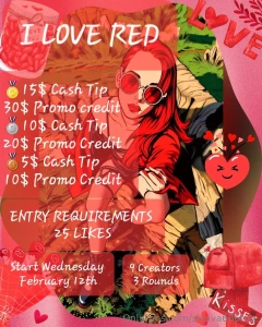 I love red cash and promo competition 9 creators 3 rounds prizes 15