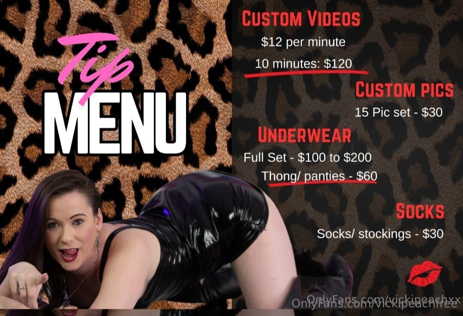 Due to get messages about rate etc here is a tip menu of mine x 