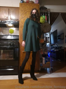 Green dress and boot heels uwu