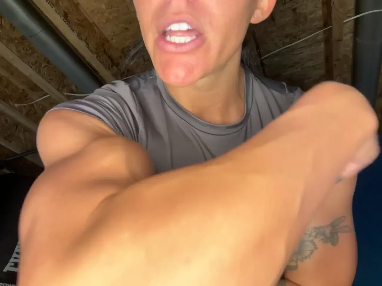 Worship amp lick my veins amp hard biceps flexing in a tight t shirt 