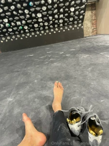 More smooshed feet she almost flashed this kilter 9 but alas no flashy