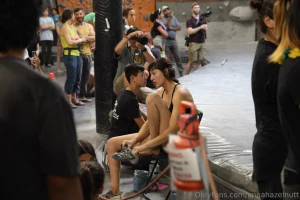 Stuffing my toes into climbing shoes before finals a series