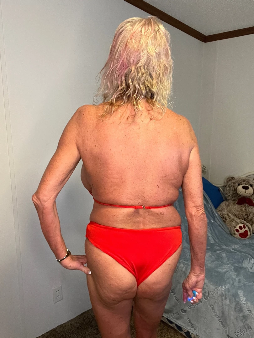 I am modeling this red 2-piecelingerie set with halter syle top with part 2 
