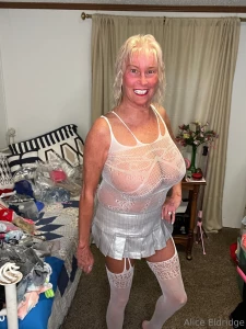 White net lingerie with attached stocking and silver skirt part 1