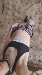 Playing with my on the side of the highway where everyone can see