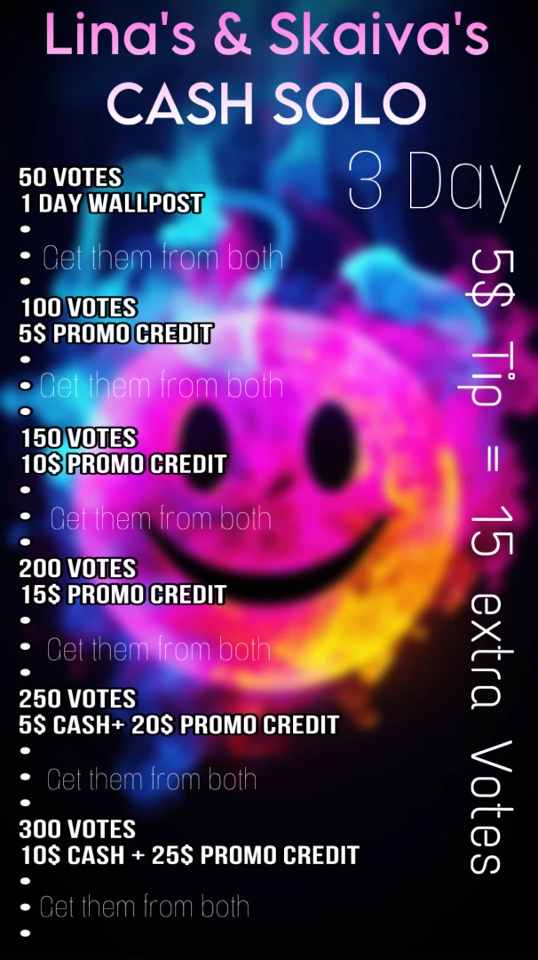 20 cash and promo solo good luck sweetali98free hosted by lina86_free 