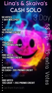 20 cash and promo solo good luck sweetali98free hosted by lina86_free