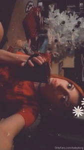 Drinking hot cocoa and wrapping presents that i m able to afford