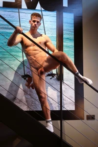 Climbing higher legs wide body bare every step s a show you watching