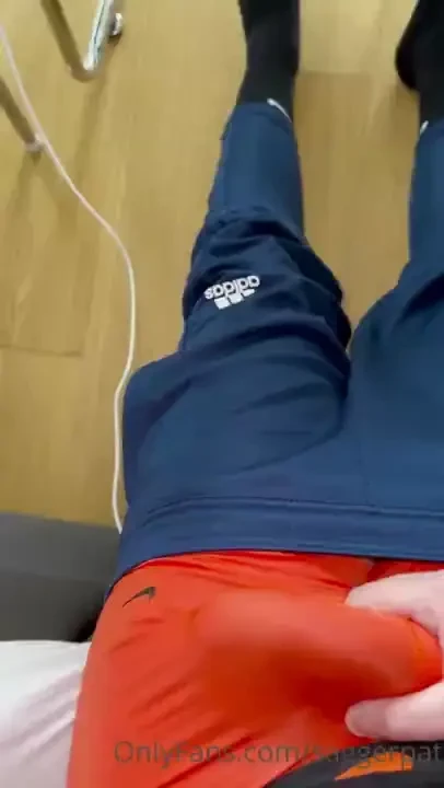 Humping my bed with a creampie trough red nike boxers 