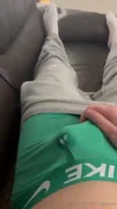 Low sagg made me horny enough to bust it trough green nike boxers