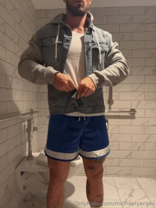 Always misbehaving in bathrooms i just know the big stall hates to see