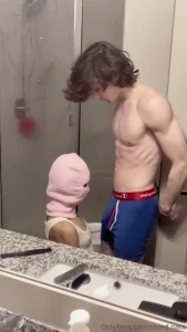 She pulled my underwear off right in the shower and begged me to fuck