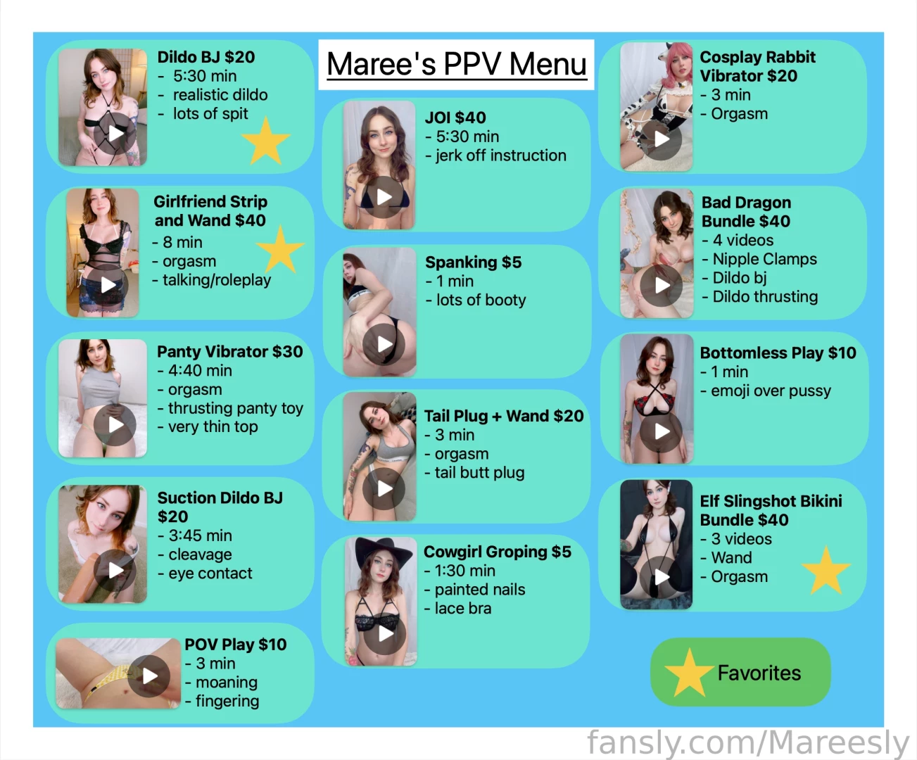 New ppv menu with updated prices please message me if you would like 