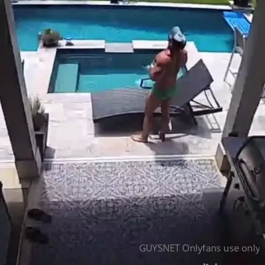 Amazing spy cam with piercedmuscled he jerked off in his own courtyard 