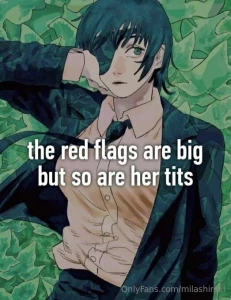 Big tits over red flags