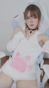 I tried on cute rabbit panties and cat clothes this outfit is a little part 1