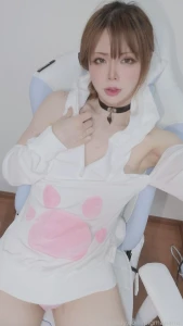 I tried on cute rabbit panties and cat clothes this outfit is a little part 2