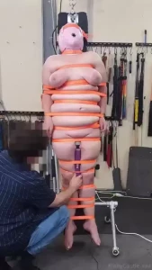 Lifting strap mummification with sensory deprivation and a vibe