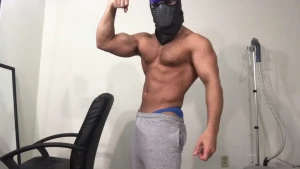 Flexing in my blue trunks while as stiff as can be from the excitement
