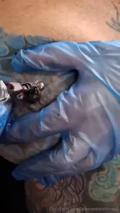 Just 4 short videos of me tattooing my own nipples today for all those part 3