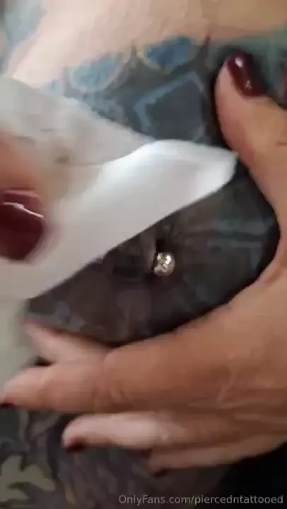 Just 4 short videos of me tattooing my own nipples today for all those part 1 