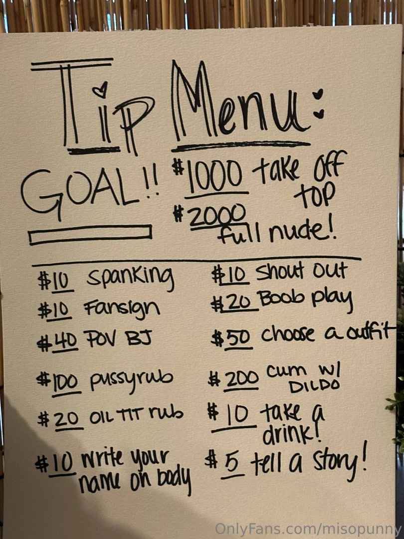 Okay guys quick preview of my tip menu tonight just something very 