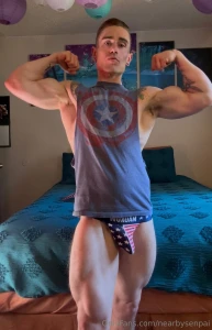 Captain america muscle worship 2025 remake strip tease hard flexing part 1
